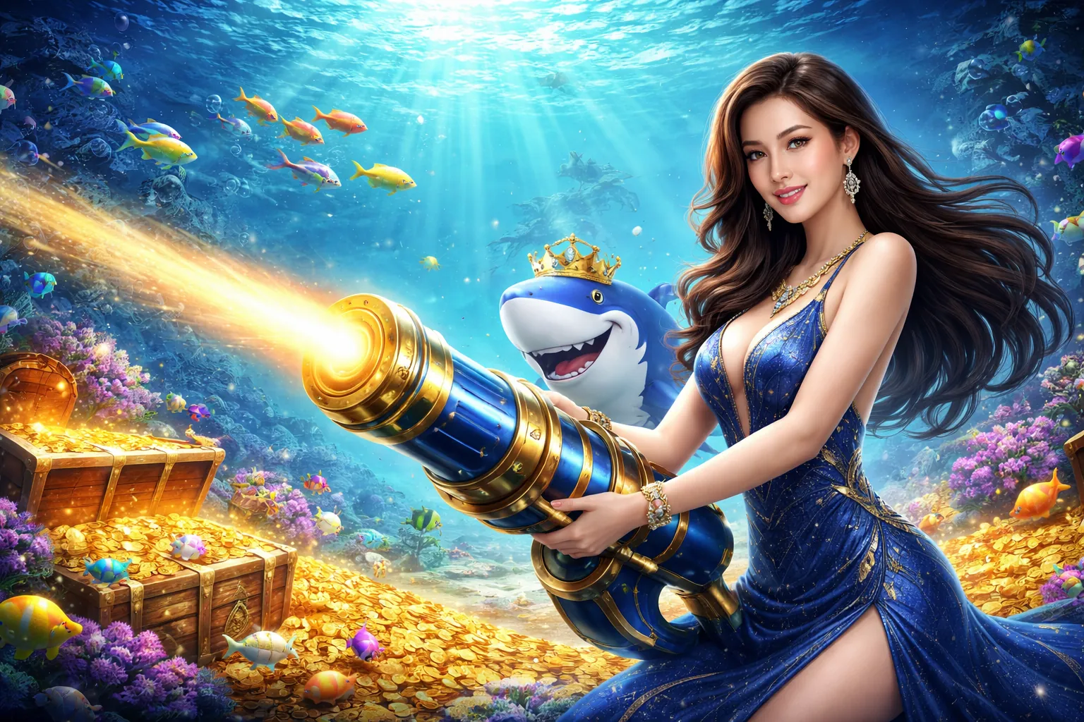 Hình ảnh đại dương rực rỡ với game bắn cá Kingbet86