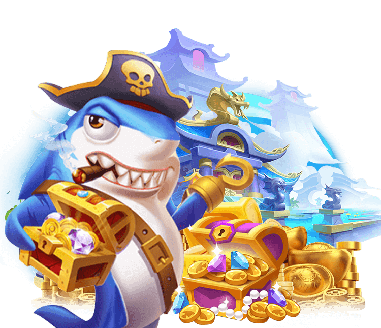 Sảnh Bắn Cá JILI với hình ảnh cá mập vàng và các loại cá quý hiếm